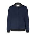thumbnail image 5 of EQWLJWE Liquidation d'Économies d'Été! Veste Bomber de Baseball Zippée à Poches Unie Décontractée pour Femmes, Manteau, 5 of 5