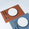 thumbnail image 3 of Fatty Farmer Faux Leather Heat Resistant Placemats, Dining Room Table Mats, Protect Surfaces,Non-Slip Washable Table Mats，Kitchen Decor Accessories（Set of 4, Size 17.71x11.81in, Orange）, 3 of 5