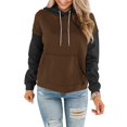 thumbnail image 4 of MeetoTime Women's Color Block Hoodie Fall Fleece Long Sleeve Crew Neck Oversized Hooded Sweatshirt Pullover Tops, 4 of 6