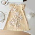 thumbnail image 2 of Ashirexll Robe d'Été pour Filles Sans Manches à Col Rond, Couleur Unie, Mélange de Coton, Longueur Genou, Jaune, 9 Ans, 2 of 3