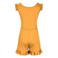 thumbnail image 4 of Girls Swimsuit with Chest Pad Ruffle Trim One Piece Bathing Suit Solid Swimsuits Ruched Sleeveless Swimwear for 7-16 Years, 4 of 7