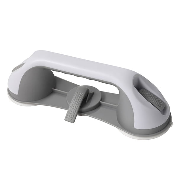 Suction Grab Bar for Shower 12 In Gray Plastic Bathroom Safety Handrail for Seniors Removable Without Drilling