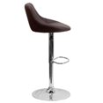 thumbnail image 3 of Contemporary Brown Vinyl Bucket Seat Adjustable Height Barstool with Diamond Pattern Back and Chrome Base, 3 of 9