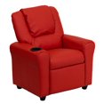 thumbnail image 1 of Contemporary Red Vinyl Kids Recliner with Cup Holder and Headrest, 1 of 9