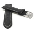 thumbnail image 2 of 30mm Classic Leather Buffalo Pattern Watch Strap Band, White Stitching, Stainless Steel Buckle, 2 of 7