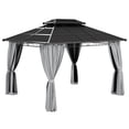 thumbnail image 1 of Outsunny Pavillon à Toit Rigide à Double Toit 10 Pieds x 12 Pieds avec Moustiquaires et Rideaux Gris, 1 of 10