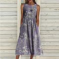 thumbnail image 1 of SMihono Robe Bohème d'Été pour Femmes Grande Taille Mode Robe Sans Manches à Col en V Décontractée à Imprimé avec Poches pour Femmes Printemps Été, 1 of 6