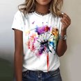 thumbnail image 1 of Hauts d'Été pour Femmes Mode Femme Col Rond Été Manches Courtes Blouse T-Shirt Décontracté Imprimé Hauts Chemisiers et Hauts pour Dames Chic en Liquidation, 1 of 4