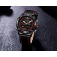 thumbnail image 4 of Men's Dual Time Watches Analog Digital Backlight Sport Casual Waterproof Wrist Watch Blue Leather Band, 4 of 5