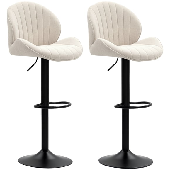 HOMCOM Bar Stools Set of 2, Swivel Counter Height Barstools with Back