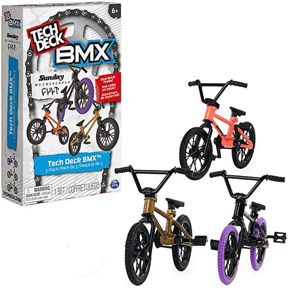 Tech Deck, BMX Finger Bike 3-Pack, Collectible and Customizable Mini BMX Bicycle Toys for Collectors, Kids Toys Ages 6 and Up