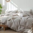 thumbnail image 3 of Bedding Duvet Cover Set Washed Cotton Linen Like Textu Breathable Durable Soft Comfy (Tannish Linen Grey Queen), 3 of 6