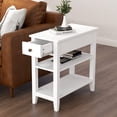 thumbnail image 1 of Narrow End Table with Drawer and Shelf, 3-Tier Sofa End Table for Small Space, Black, 1 of 5