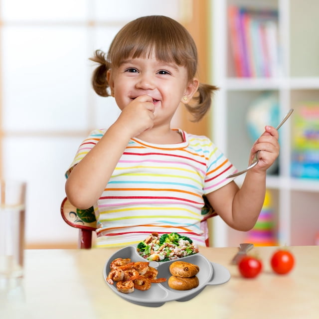 CEHVOM Children's Silicone Dinner Plate All-in-one Divided Food Supplement Suction Cup Bowl Tableware Clearance