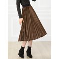 thumbnail image 2 of INSPIRE CHIC Jupe Midi Évasée Plissée en Velours à Taille Haute Élastique pour Femme, 2 of 6