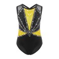 thumbnail image 1 of Linjinx Gym Leotards for Girls Ballet Dance Bodysuits Rhinestones Sleeveless Figure Skating Jumpsuit Yellow 8, 1 of 4