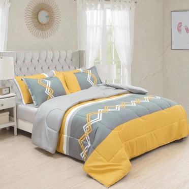 Literie Marina Décoration ultra douce et luxueuse en duvet d'oie, alternative au duvet d'oie, richement imprimée, avec draps et motif géométrique à rayures modernes