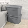 thumbnail image 3 of Sterilite 114 Liter Tote, Large Plastic Storage Bin with Snap-on Lid, Stackable, Gray, 3 of 5