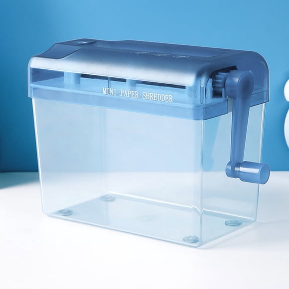 Blekii A6 Mini Manual Desktop Shredder, Hand-Operated for Office & Home Use,Office Home A6 Mini Manual Shredder Desktop Hand-Cranked Document Shredder Blue