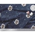 thumbnail image 3 of Soimoi Satin Silk Fabric Star & Owl Bird Printed Fabric 1 Yard 42 Inch Wide, 3 of 3