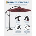 thumbnail image 4 of Parasol Déporté de 10 Pi pour Patio, Grand Parasol de Patio, Parasol Extérieur Déporté à Base en Croix, Levage à Manivelle et Inclinaison Infinie, Protection UV, Résistant à la Décoloration pour Cour Arrière, Jardin, Piscine, 4 of 7