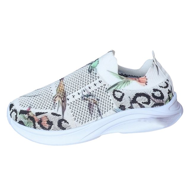NECHOLOGY Chaussures pour Femmes Adultes Croquis Sandales Chaussure pour Femme Chaussures de Sport Décontractées pour Femmes avec Imprimé Léopard. Ces Sandales Blanches à Enfiler pour Femmes Présentent une Tige en Toile Respirante avec un design à Bout Rond, des accents à Imprimé Léopard et des Détails Floraux. la Semelle Plate en Caoutchouc Offre un Confort Léger et une Hauteur de Talon de 1,5 cm (0,6 Pouce). Idéal pour une Tenue Décontractée, Taille 8.