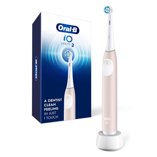Oral-B iO Series 2 Rechargeable Electric Powered Toothbrush, Peach withentle Care Brush Head - Automatic Pressure Sensor to Protect Gums - 3 Modes - 2 Min Timer