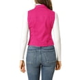 thumbnail image 4 of INSPIRE CHIC Juniors Washed Chest Flap Pockets Single Breasted Denim Vest Jacket, 4 of 6