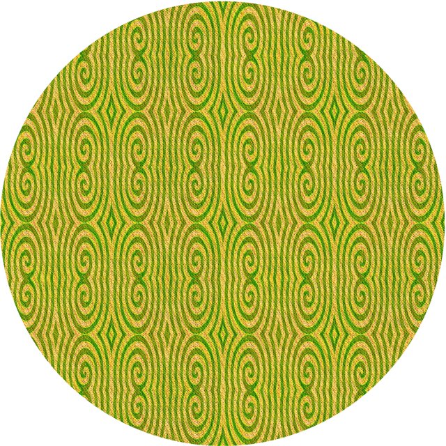 Ahgly Tapis Rond Lavable en Machine Intérieur Transitionnel Jaune Foncé Vert, 6 Pieds Rond