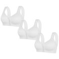 thumbnail image 1 of LOVZFMLL 3 Pack Plus Size Bras for Women Solid Color Comfort Soft Push Up Bra No Underwire Full Coverage Front Closure Everyday Bralettes White 2XL, 1 of 2