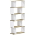 thumbnail image 1 of HOMCOM 5-Tier Bookshelf, Narrow S Shaped Bookcase, White, 1 of 10