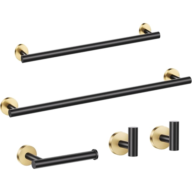 Gold Bathroom Towel Holder Set, Pieces Bathroom Hardware Set SUS Stainless Steel Round Wall Mounted