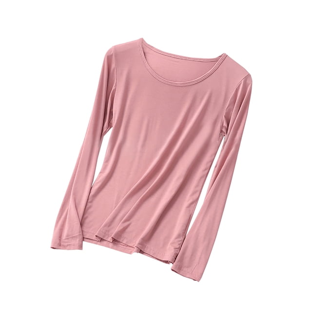 Besolor T-Shirts de Pyjama pour Femmes Grande Taille à Col Rond à Manches Longues Chemise de Nuit Fine Décontractée Confortable T-Shirts de Couleur Unie Vêtements de Nuit