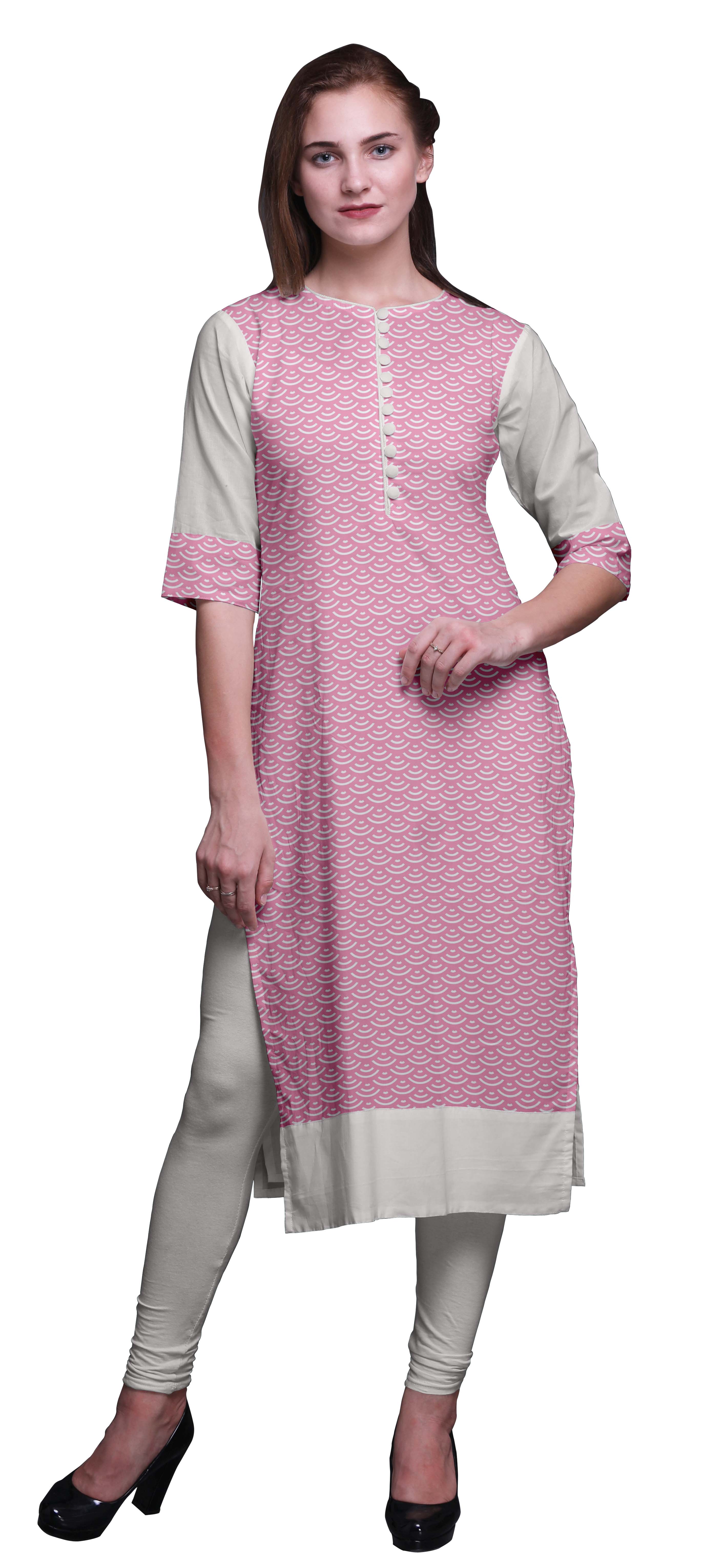 Bimba Women Straight Kurta Printed Indian Top EthnicKurti