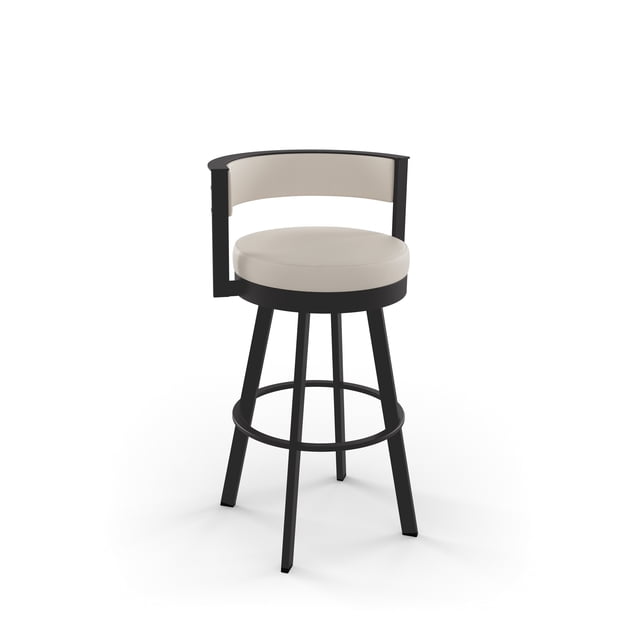 Amisco Browser 26 in. Swivel Counter Stool - Cream Faux Leather / Dark Brown Metal