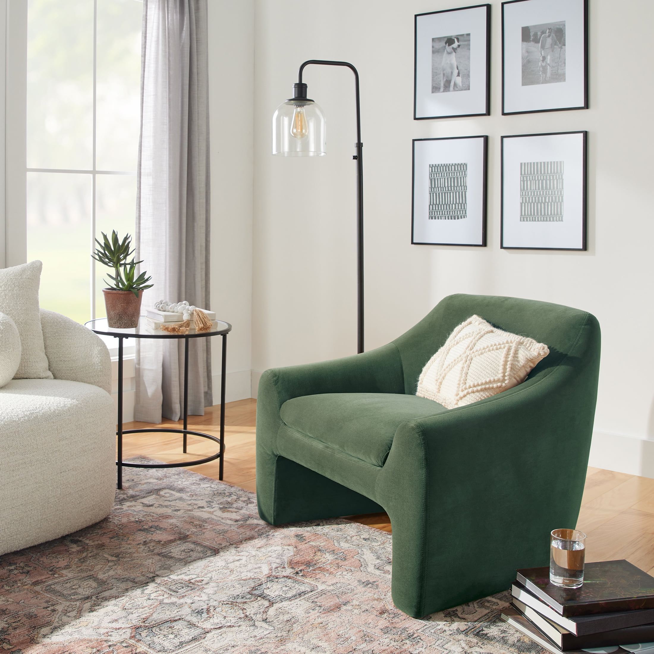 Better Homes & Gardens Emerson curvy accent chair, Olive