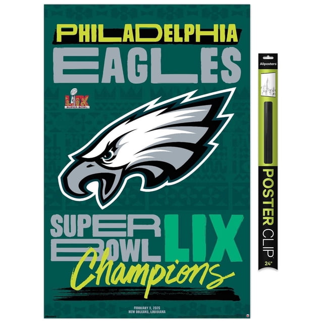 NFL Philadelphia Eagles - Super Bowl LIX Team Logo Wall Poster, 22.375" x 34" Framed