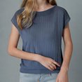 thumbnail image 4 of LLYWEY Girls Ribbed Sweaters , Casual Loose Cap Sleeve Round Neck Pullover Tops Fall Shirts, Gray, L, 4 of 5