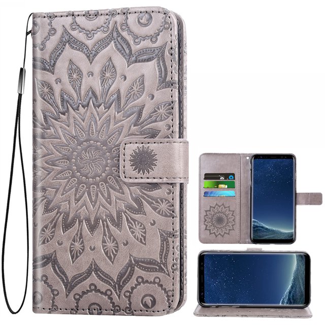 Étui de Téléphone pour Samsung Galaxy S8 Plus, Étui Portefeuille Folio à Rabat, Porte-Cartes en Cuir PU avec Fentes, Protection Intégrale Robuste, Support, Étui de Protection pour Téléphone pour Galaxy S8 Plus Hommes, Noir