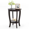 thumbnail image 1 of Costway Table d'Appoint à 2 Niveaux 18 Pouces Ronde Compacte pour Canapé Table de Chevet avec Tablette de Rangement Espresso, 1 of 9