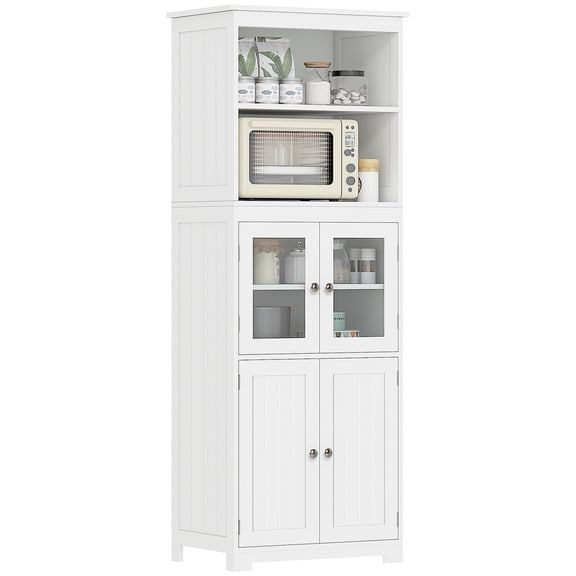 HOMCOM 63" Freestanding Kitchen Pantry Food Storage Cabinet Shelves White