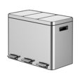 thumbnail image 2 of 2 x 4-Gallon Garbage Can for Kitchen, 2 Compartments for Recycling and Trash, Plastic Inner Buckets and Hinged Lids, Wide Stainless Steel Shape (15 + 15 for 30L Total), Silver, 2 of 7