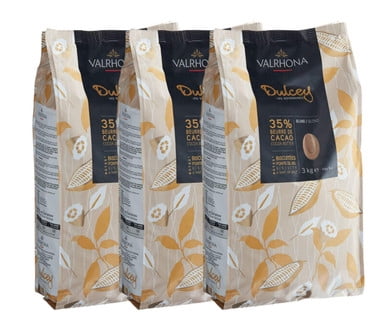 Valrhona Dulcey 35% Blond Chocolate Fève 6.6 lb. - 3/Case – Bulk Premium French Caramelized Confectionery Fèves, Gourmet Pastry Chef Baking Chocolate Beans for Ganache, Enrobing, and Mousses