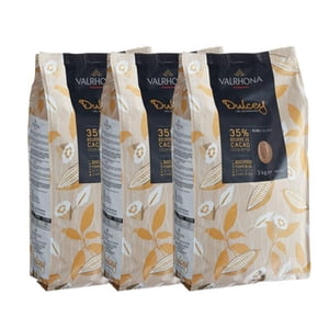 Valrhona Dulcey 35% Blond Chocolate Fève 6.6 lb. - 3/Case – Bulk Premium French Caramelized Confectionery Fèves, Gourmet Pastry Chef Baking Chocolate Beans for Ganache, Enrobing, and Mousses