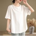 thumbnail image 4 of Timegard Womens Oversized Tops Half Sleeve Crew Neck Side Split Casual Loose Tops Basic Tshirts Blouse, 4 of 6