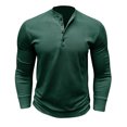 thumbnail image 3 of Besolor Shirts for Men Solid Color Button Long Sleeve Bottom Top 2024 Fall Winter Casual Loose Classic Pullover Blouse, 3 of 6