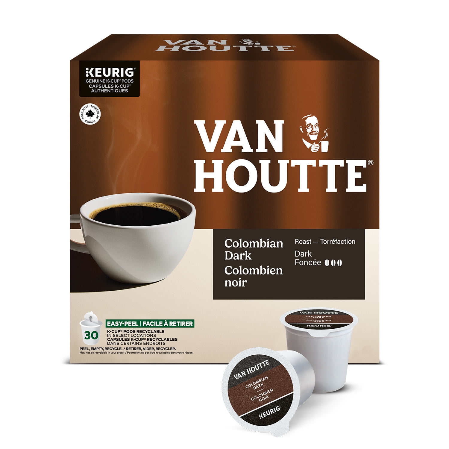Van Houtte Colombian Dark, Dark Roast, K-Cup Coffee Pods, 30 pods