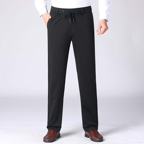Mceream Men's Winter Fleece Lined Thermal Dress Pants Stretch Straight Leg Casual Business Work Suit Trousers with Pockets PantalóN Hombre Black XXL