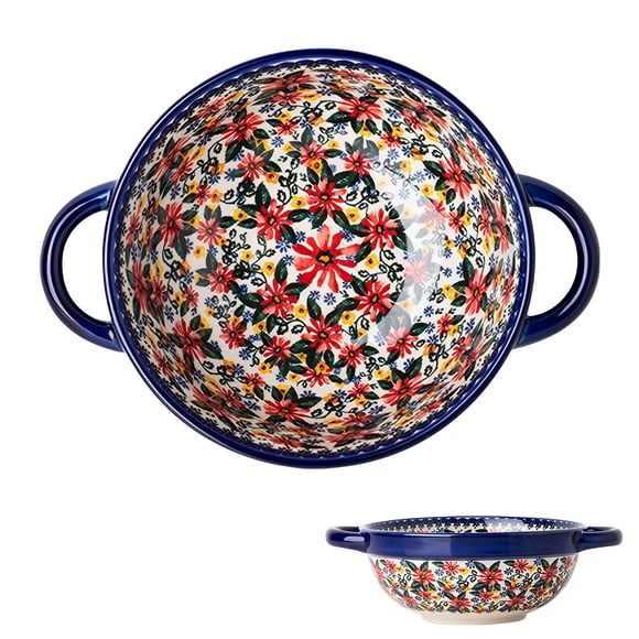 Qeeadeea Large Bouillon Cups, French Onion Soup Bowls With Handles, Small Ramen Bowl, Udon Noodle Bowl-chrysanthemum-16x7cm, 700ml