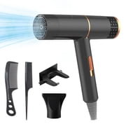 Bwiyojiz 7.7x7.87" Séchoir à cheveux haute puissance maison chaud vent Comb Salon appareils de blowing, plastique, noir, Cadeaux pour la famille